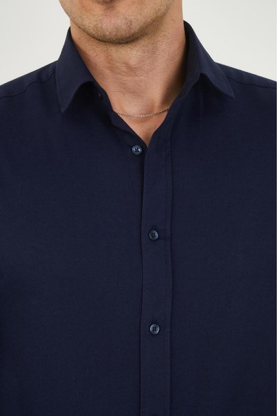 jack carisma Laci̇vert- L Stretch Fabric Cotton Fresh S Slim Fit Men's Shirt