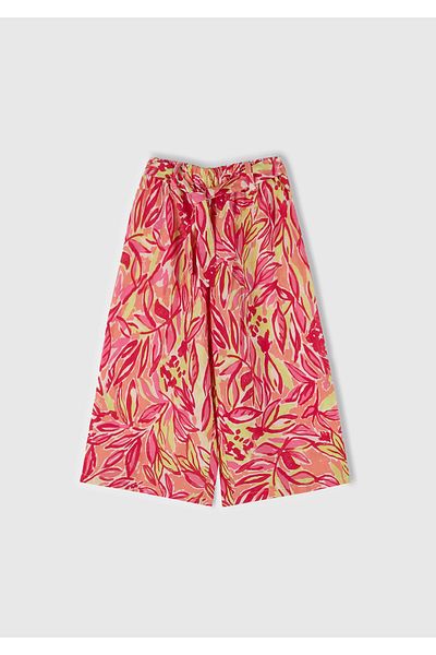 United Colors of Benetton Girls' Orange Viscose Blend Palazzo Pants with Belt