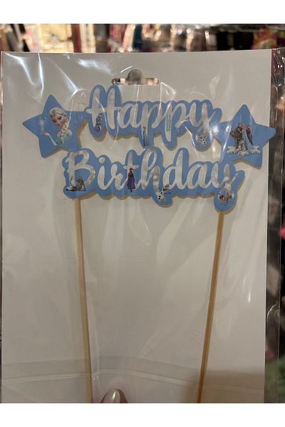 Deniz Party Store Elsa Themed Happy Birthday - with Cake Ornament and Stick