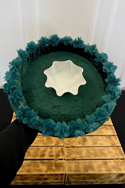 ZEYMERADE صينية هينا للعروس باللون الأخضر الزمردي، لحفلات الزفاف، الختان، مزي...