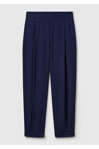 United Colors of Benetton Women's Navy Blue 100% Lyocell Balloon Fit Pants with Elastic Waist