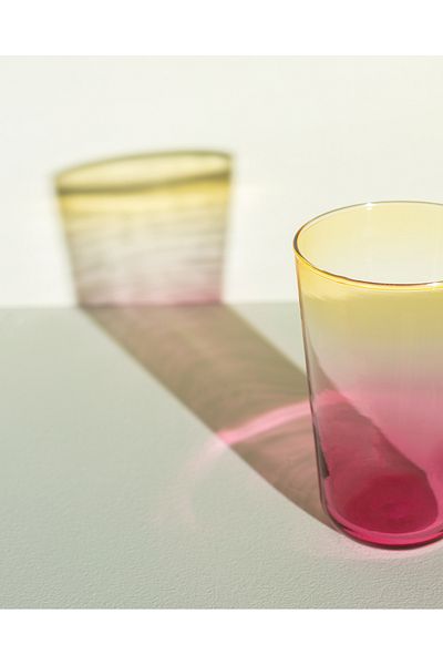 Madame Coco Renard Set of 4 Soft Drink Glasses - Yellow/Pink - 395 ml