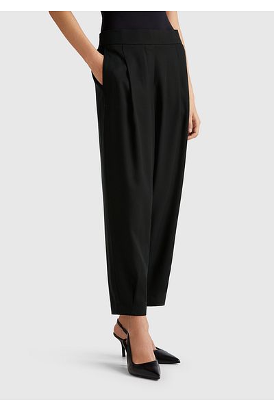 United Colors of Benetton Women's Black 100% Lyocell Elastic Waist Balloon Fit Pants
