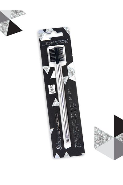Lionesse Silver Collection Sided Eyeshadow and Eyebrow Brush 5134 - Professional Series, Cruelty Free