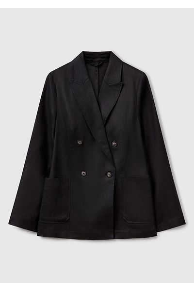 United Colors of Benetton Women's Black 100% Linen Jacket