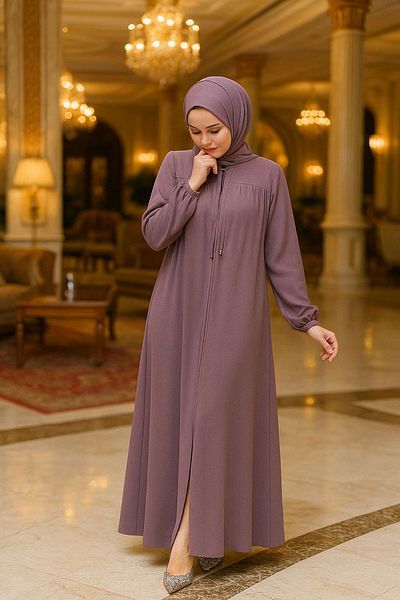 Neva Style Λιλά Φούστα Hijab με φερμουάρ 45290LILA