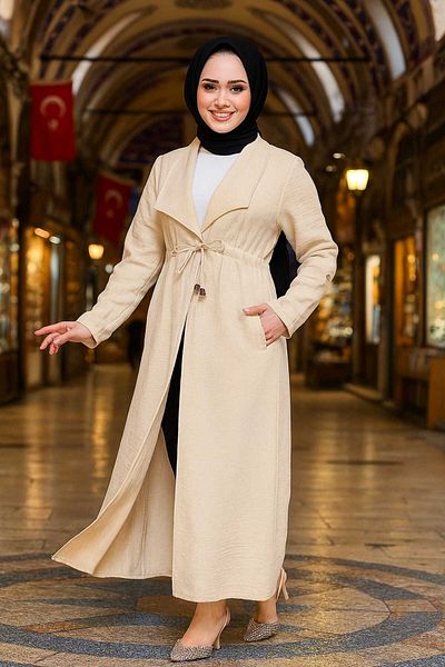 Neva Style Beige Hijab Cap with Pockets 11341Beige