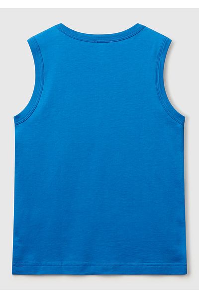 United Colors of Benetton Tricou pentru băiat Saks Blue Benetton cu logo imprimat