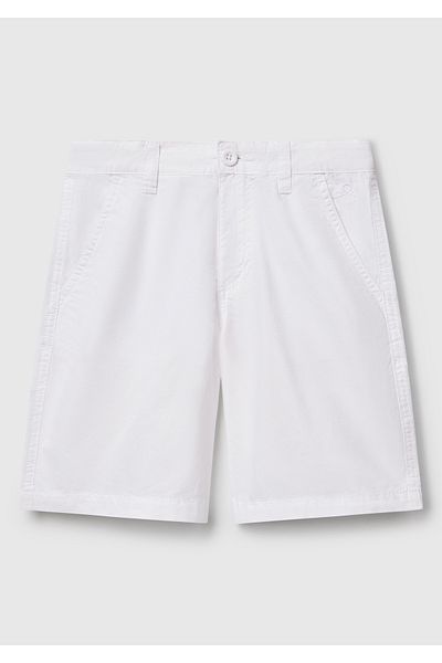 United Colors of Benetton Boy's White Pocket Regular Fit Denim Bermuda Shorts