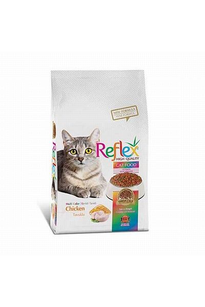 Reflex حبوب الدجاج الملونة متعددة الألوان للقطط البالغة 15 كجم