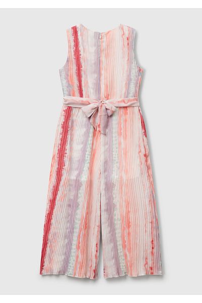 United Colors of Benetton Girls' Colorful All Patterned Belted Back Zipper Sleeveless Jumpsuit