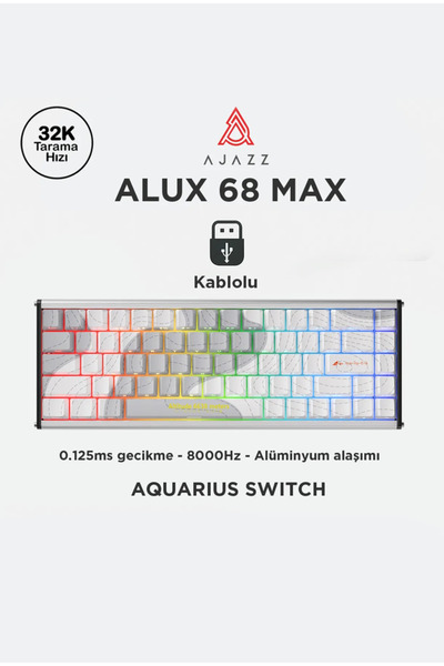 Ajazz Alux 68 Max He- Kablolu Manyetik Switch Klavye- 8.000 Hz Alüminyum Gövd...