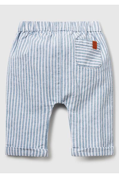 United Colors of Benetton Baby Light Blue Striped Trousers with Logo Patch Pocket and Elastic Waist