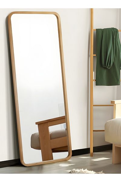 Taimi Large Mirror With Elegant Design155x45cm-full Length Mirror With Wooden Frame And Back Stand