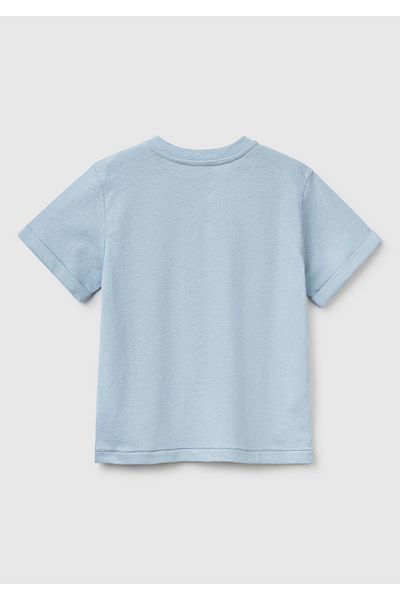 United Colors of Benetton Tricou albastru pentru băiat cu guler judecător cu buzunar frontal