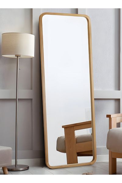 Taimi Large Mirror With Elegant Design155x45cm-full Length Mirror With Wooden Frame And Back Stand