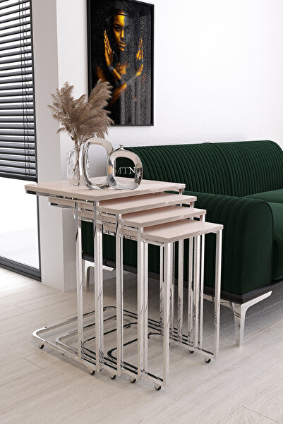 Genel Markalar STAR 4'LÜ KARE ZİGON TEKERLEKLİ GÜMÜŞ KAPLAMA KREM MDF MEBRAN