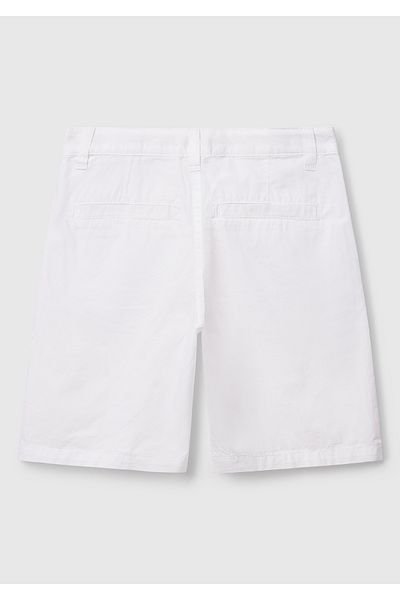 United Colors of Benetton Boy's White Pocket Regular Fit Denim Bermuda Shorts