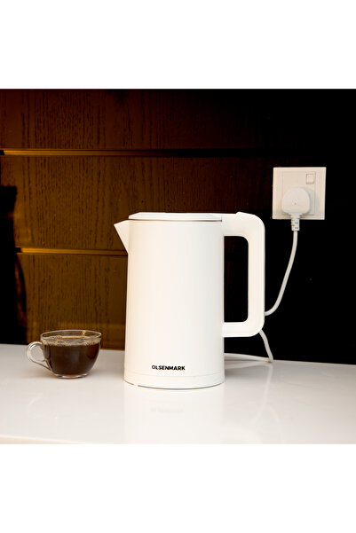 Olsenmark 1.7l Electric Kettle, 2150w – Stainless Steel Element, Auto Shut-off, 360° Cordless Base