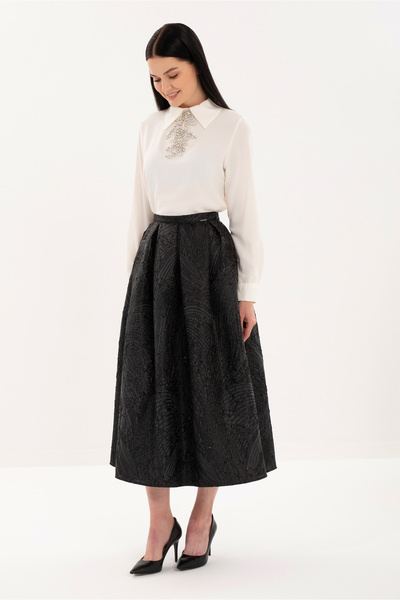 Guzella Premium Jacquard Pleated Midi (90cm) Size Princess Skirt