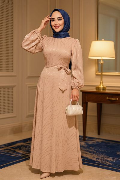 N.S NEVA STYLE Μπισκότο με σχέδιο Hijab βραδινό φόρεμα 23273BS