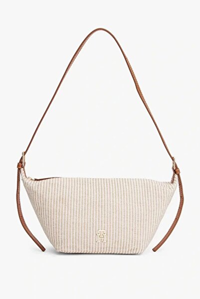 Tommy Hilfiger Kanvas Bej Kahve Kadın Askılı Çanta