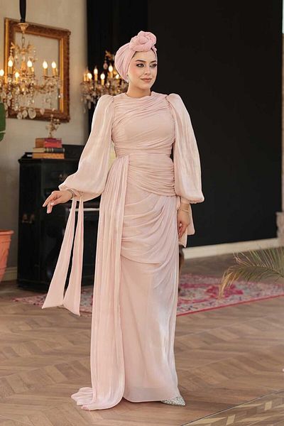 N.S NEVA STYLE Βραδινό φόρεμα Hijab με λεπτομέρεια ουράς 48491PD
