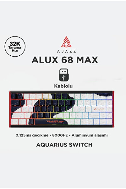 Ajazz Alux 68 Max He- Kablolu Manyetik Switch Klavye- 8.000 Hz Alüminyum Gövd...