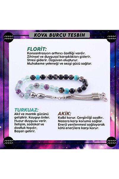 OSMANLI DEĞERLİ TAŞ Sertifikalı Kova Burcu 33'lük Tesbih T164