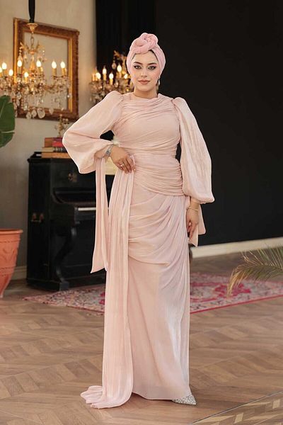 N.S NEVA STYLE Βραδινό φόρεμα Hijab με λεπτομέρεια ουράς 48491PD