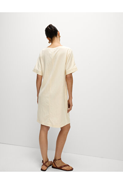 Marks & Spencer V Yaka Keten Mini Elbise