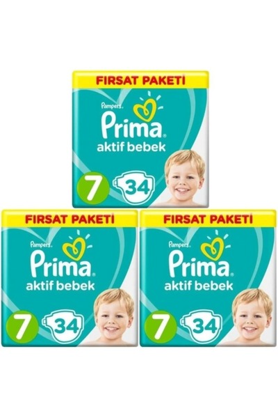 Prima Aktif Bebek 7 Numara Xx Large 34 Adet 3 Li Set 34x3