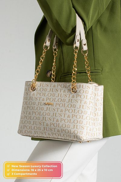 POLOGRAND London Geantă de umăr originală Just Polo Collection, cu 3 compartimente, din piele moale, cu curea încrucișată reglabilă