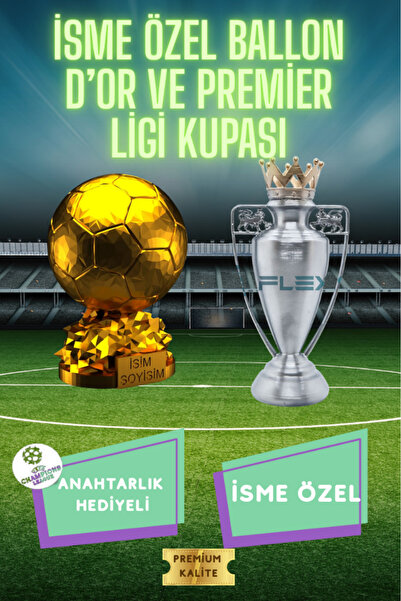FLEXİS Premier League & Ballon d'Or 3D Maket (15 cm) + Hediye Şampiyonlar Lig...