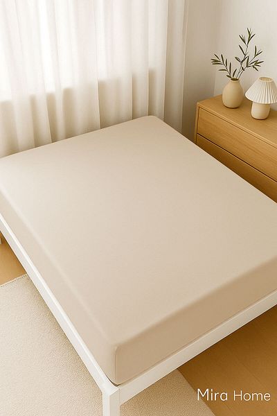 Mira Home Διπλό απλό χτενισμένο βαμβακερό 100% βαμβακερό ελαστικό σεντόνι 160X200