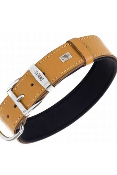 Doggie Camel Comfort Leather Dog Collar - 4X57 65 cm