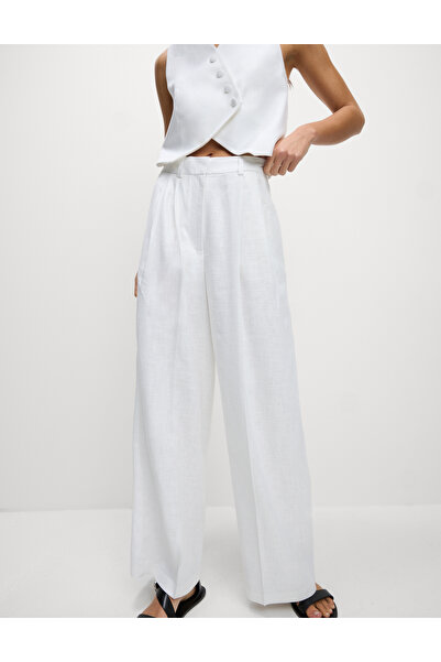 Marks & Spencer Keten Twill Wide Leg Pantolon
