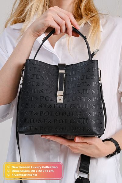 POLOGRAND London Geantă de umăr originală Just Polo Collection, cu 4 compartimente, din piele moale de lux, cu curea încrucișată reglabilă
