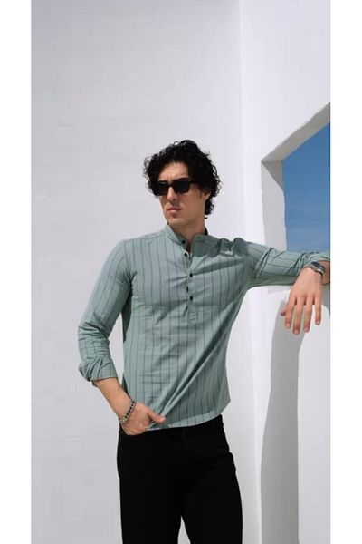 jack carisma Ανδρικό πουκάμισο ανοιχτό πράσινο Slim Fit - Μισόπατι, γιακάς Judge, ελαστικό βαμβάκι