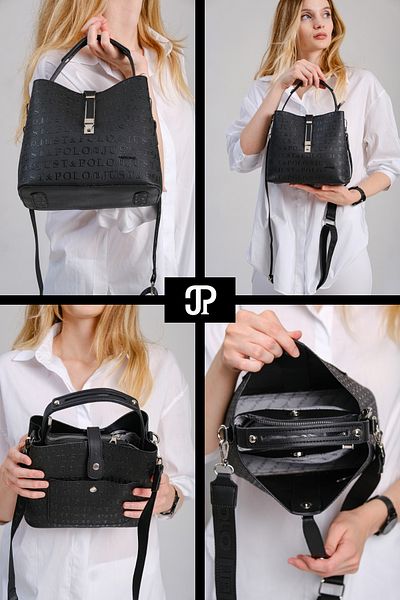POLOGRAND London Geantă de umăr originală Just Polo Collection, cu 4 compartimente, din piele moale de lux, cu curea încrucișată reglabilă