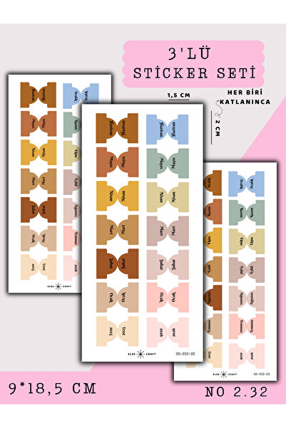 Else Craft 3'lü Mini Ajanda Sekmeler Aylar Sticker No 2.32 - Ajanda Planlayıc...