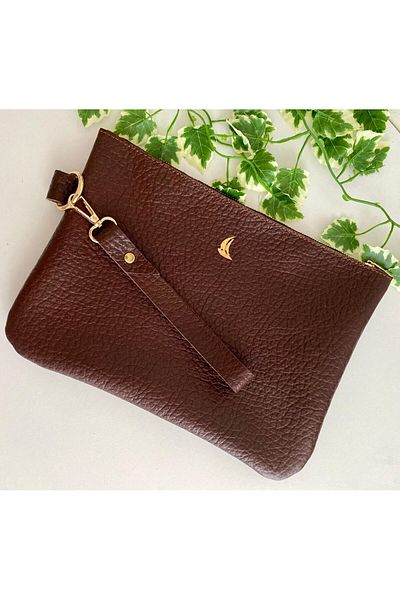 ALESTA LEATHER (Writing Name) Genuine Leather - Maxi Size (30cm X 20cm) - Makeup Bag / Pen Holder / Multi-Purpose