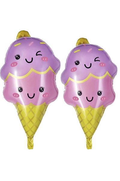 partidolu Pack of 2 Ice Cream Shaped Foil Balloons 66X51 cm Hawaiian