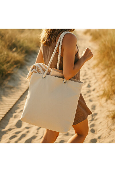 Pamusan حقيبة الشاطئ - مقبض حبل - حقيبة قماش كبيرة الحجم