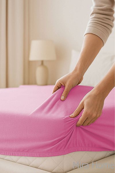 Mira Home ملاءة مطاطية قطن ممشط مزدوج سادة 100% قطن 160X200