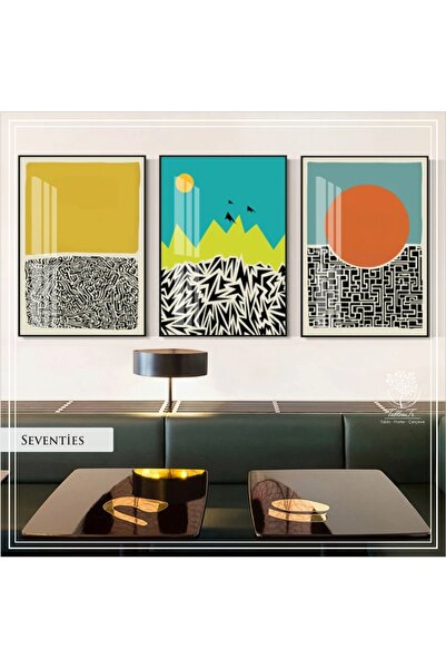 Tablomtr Sto sa metalnim okvirom i pravim staklom, set od 3 komada, sedamdesete