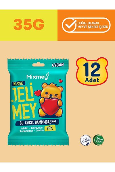 mixmey 24 Pieces of Jelimey Classic and Tropical - 35 g Gelatin Free Gummy Bear Teddy Bear