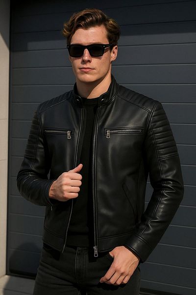 Delpino Мъжко прилепнало кожено яке