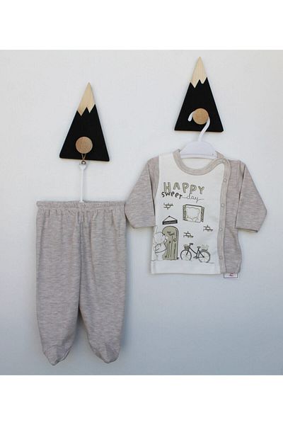 Bebelinna Happy Patterned Booties 2-Piece Bodysuit Set