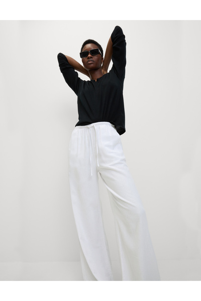 Marks & Spencer Wide Leg Keten Pantolon